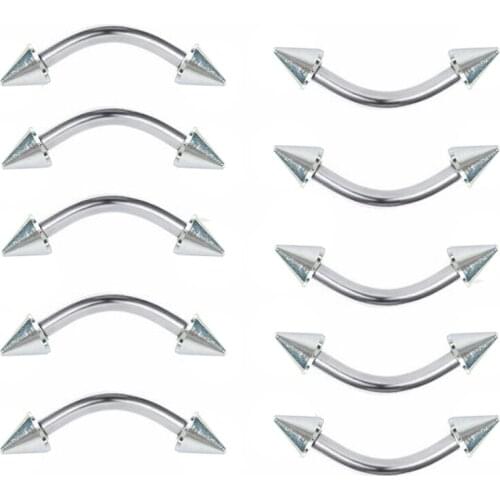 10PCS Stainless Steel Curved Barbell Ball Eyebrow Rings Fashion Eyebrow Piercing Body Jewelry pircing ombligo 1.2*8*3*3mm