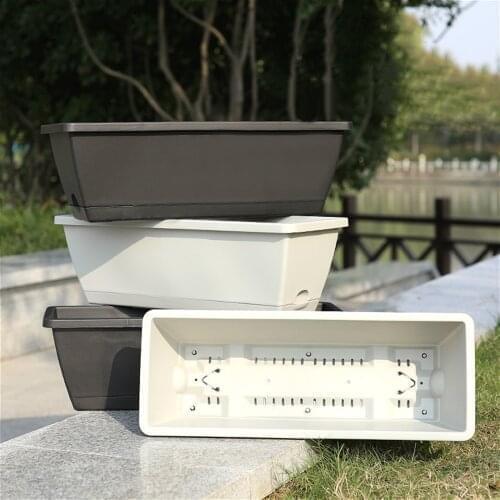 Flower Window Box PP Resin Rectangular Window Planters Vegetables Growing Container Garden Flower Plant Pot for Balcony