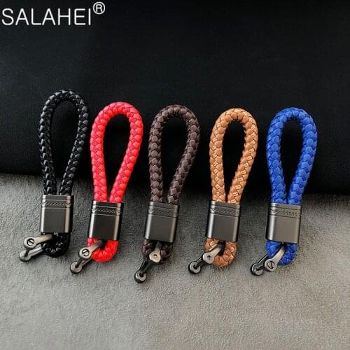 Cool Braided Rope Car KeyChain For Car Hand Woven Horseshoe Buckle Key Rings Couple Auto Gift Detachable Metal Luxury Key Chains