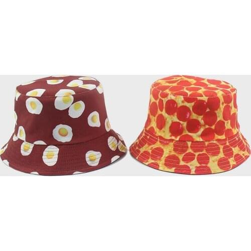 LDSLYJR Cotton Egg printing Bucket Hat Fisherman Hat outdoor travel hat Sun Cap Hats for Men and Women 207