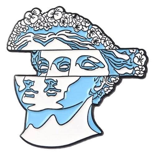 Displaced Plaster Statue Metal Enamel Brooch Fashion Personality Artist Badge Pin Charm Trendy Painter Costume Jewelry Gift