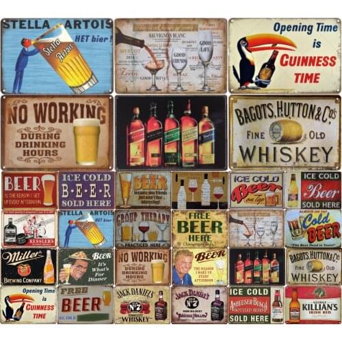 Metal Tin Whiskey Beer Tin Sign Vintage Bar Pub Wall Decor Home Decoration Metal Sign Poster Iron Painting Plaques Art Posters