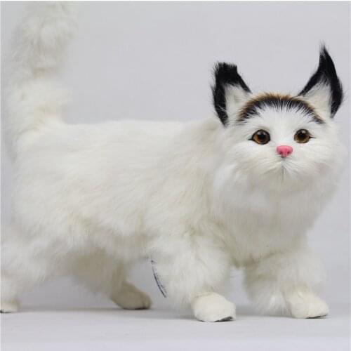 Simulation cute standing cat 33x29cm model polyethylene&furs cat model home decoration props ,model gift d619