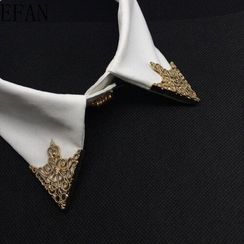 Fashion Alloy Brooch Hollow Pattern Collar Angle Palace Retro Shirts Collar Pins Women Men Jewelry