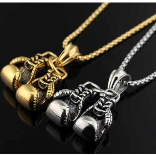 Gold/Silver Plated Fashion Mini Boxing Glove Necklace Boxing Jewelry Cool Charm Pendant For Men Boys Gift Choker