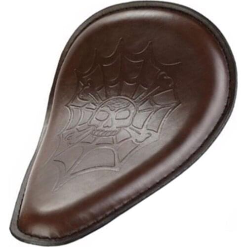 Motorcycle Retro Leather Flame /Skull Driver Solo Seat For Harley Suzuki Cruiser Chopper Cafe Racer Old School