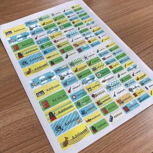 Custom Stickers Personalized Name Sticker Waterproof Anti-Tearing Boy School Label cartoon Pattern Customize Stationery Sticker