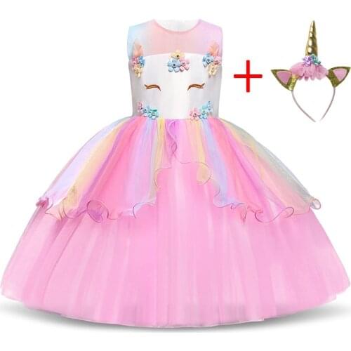 Unicorn Party Princess Dress Birthday Children Clothes Kids Dresses for Girls Wedding Evening Clothing Fancy Girls Dress Up