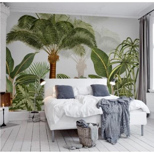 Custom 8D wall cloth hand-painted tropical plants Nordic simple decorative painting TV background wall wallpaper