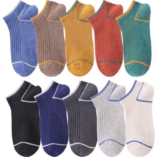 10 Pair Short Breathable Mens Socks Asakuchi Summer Brand Sports Harajuku Comfort Stripe Cool Socks Street Wear Chausette Homme