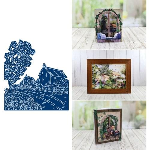 New 2021Path in the Mountain Village Cutting Dies Scrapbook Diary Decoration Stencil Embossing Template DIY Greeting Card Albums