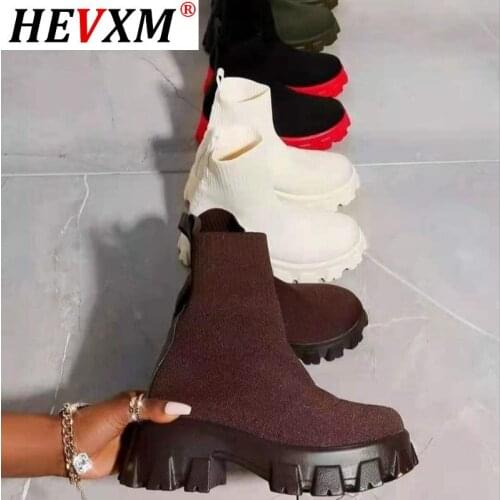 2021 Autumn Winter New Couple Socks Shoes Women Thick-soled Casual Large Size Net Red Knitted Short Boots Women botas de mujer