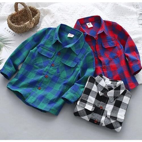 New Arrival Children Shirts Casual Plaid Full Sleeved Boys Shirts Kids Wear Clothes Spring Autumn Baby Girl Blouse Tops Gifts