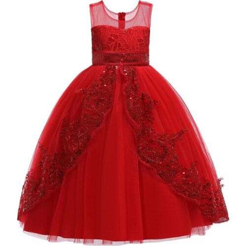 Girls Clothing New Sequins Flower Girl Princess Dresses Wedding Dress Girls Catwalk Long Skirt Prom Show Tutu Dress Girl Costume