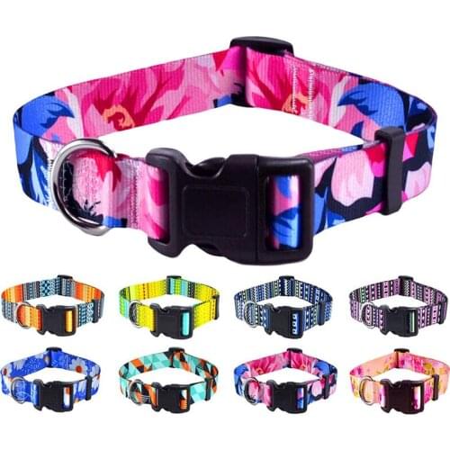 Bohemian Geometric Style Dog Collar Adjustable Quick Release Buckle Cat Basic Collar for Small Medium Large Dogs Pet Accessories