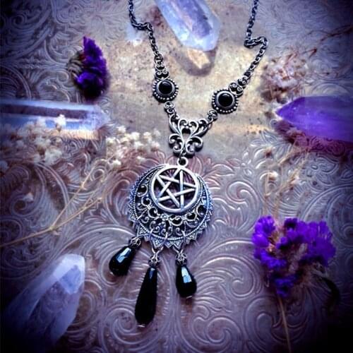 Black Onyx Pentagram Necklace, pentacle necklace, wiccan jewelry, gothic necklace