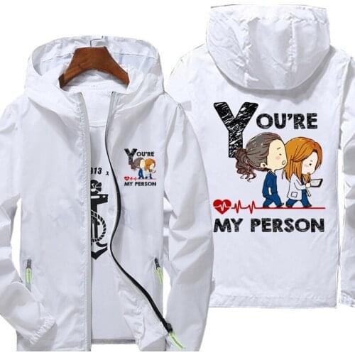 Casual Gray Anatomy Graphic Jacket Spring Autumn reflective zipper Windbreaker waterproof Jackets men street Hooded thin Coats