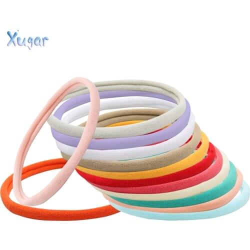 Wholesale 10pcs Girls 7.5CM Nylon Elastic Hair Bands Candy Rubber Bands Scrunchies Hair Ropes Ponytail Holder Hair Accessories