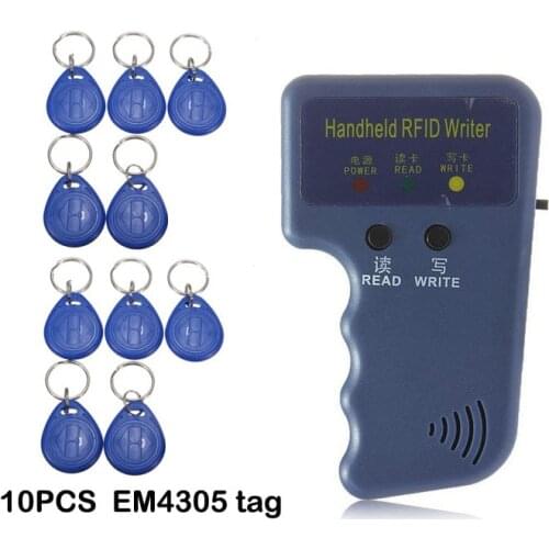 Handheld 125 KHz EM4100 RFID Copier Schrijver Duplicator Programmeur Reader + 5 Stks EM4305 T5577 Herschrijfbare ID Keyfobs Tags