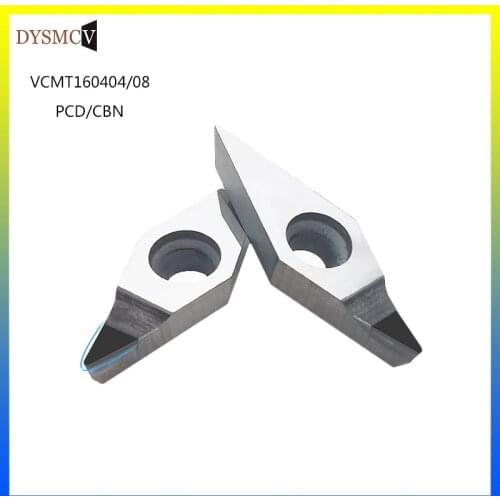 2pc PCD CBN VCMT160404 VCMT160408 CNC lathe diamond polycrystalline tip diamond blade indexable insert lathe machine