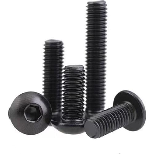 100PCS ISO7380 M5 M6 GB70.2 Black 304 Stainless Steel Round Head Screws Mushroom Hexagon Socket Button Head Screw