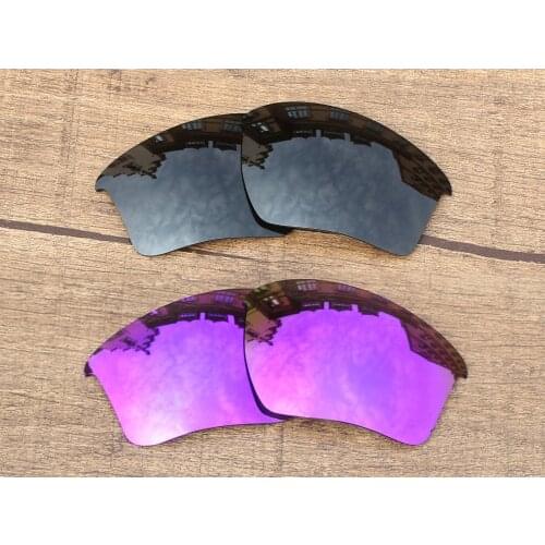 Vonxyz 2 Pairs Stealth Black & Violet Mirror Polarized Replacement Lenses for-Oakley Half Jacket 2.0 XL Frame