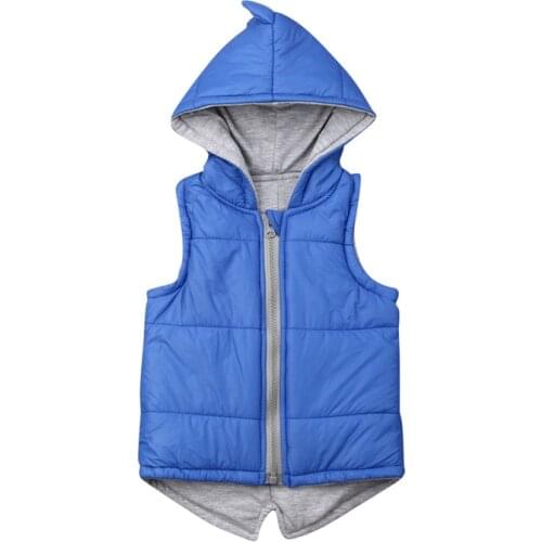 Baby Boy Girl Unisex Hooded Dinosaur Vest Waistcoat 6M-7Y Infant Toddler Kids Children Winter Casual Warm Cotton Tops Outerwear