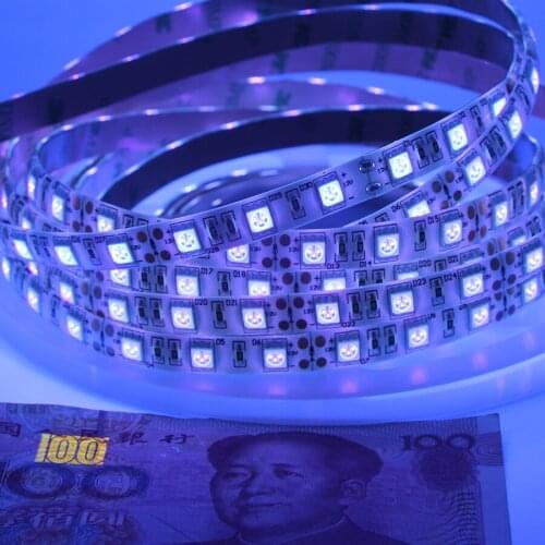12V Ultraviolet UV 395-405 nm LED Strip Waterproof IP65 or not waterproof IP20 60 leds/m 5050 SMD White PCB LED Strip Lights