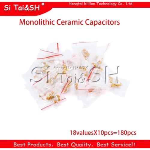 18valuesX10pcs=180pcs 20PF-1UF (20-105) each 10pcs Monolithic Ceramic Capacitors 50V component diy