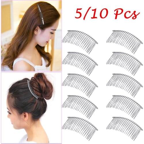 5pcs/10pcs Metal Hair Clip Combs Iron Wire Hair Clasp Veil Combs Inserted Combs For Girls Women Headdress (20K White)