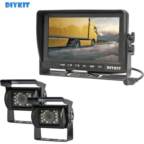 DIYKIT AHD 7" IPS LCD Car HD Monitor Rear View Monitor 2 x Waterproof IR Night Vision 960P AHD Backup LED Camera 1V2