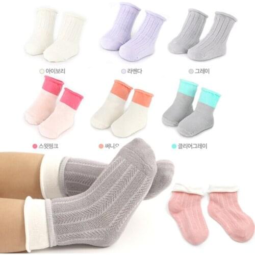 W137-139 Free shipping 1-6 years old Spring boneless suture children cotton thin cotton solid color children baby socks relent