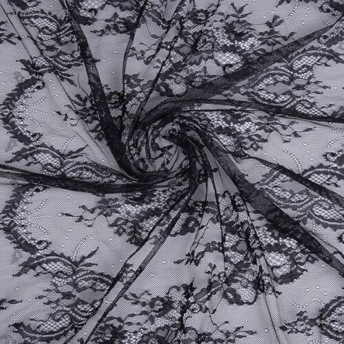 Chzimade 3m Embroidery Eyelash Lace Fabric For Wedding Bridal Dress Embroidered DIY Craft