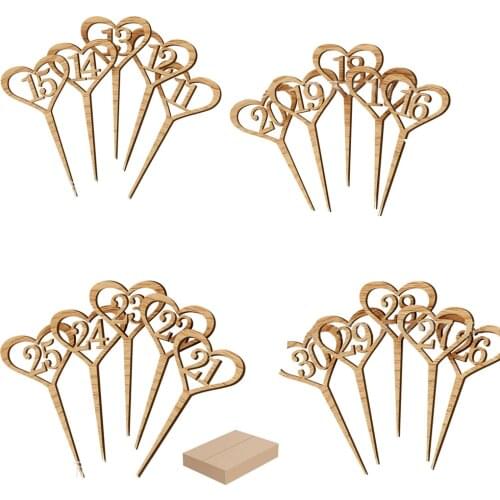 1-30 Number Hearts Flags Wedding Table Numbers Props Rustic Table Decoration Wedding Decoration Party Supplies