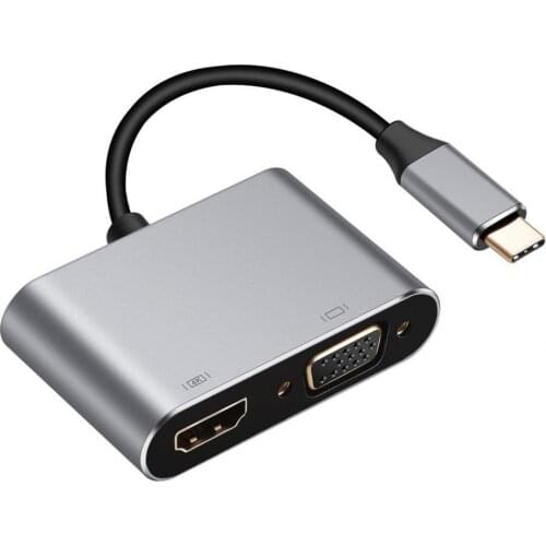 4-in-1 Type-C Hub to HDMI-compatible 4K VGA 1080P Dual Screen Display PD USB 3.0 USB-C Docking Station