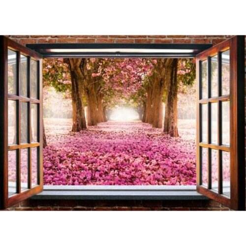 Dpsupr 5D DIY Diamond Painting Full Square Diamond Embroidery Scenery Outside Window Flower Cross Stitch Mosaic Home Decor Gift