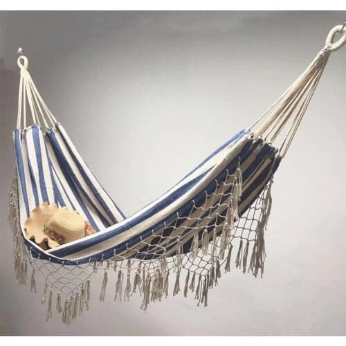 Double Boho Tassel Nest Hammock Swing Chair Outdoor/Indoor Picnic Garden Macrame Brazilian Hammock Hanging Net Chair Swings 2*1M