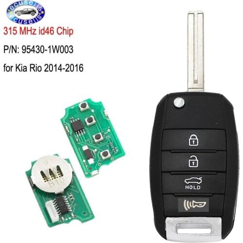 Flip Remote Car Key Fob 3+1 Button 315MHz ID46 Chip for Kia Rio 2014-2016 FCC ID: TQ8-RKE-3F05 95430-1W003