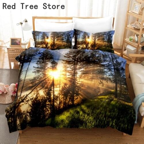 Customized Design Natural Forest Plants Tree Bedding Sets Spring Summer Home Textiles Kids Adult Duvet Cover 140*210cm Bedspread