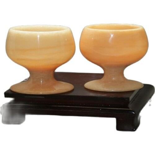 Exquisite Chinese jades goblet beautiful natural color handmade Wine cup Light yellow