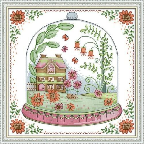 Joy Sunday Landscape Pattern DMC Fabric 14CT Printing Canvas Cross Stitch DMC 11CT Geometric Pattern Cross Stitch Thread Crafts