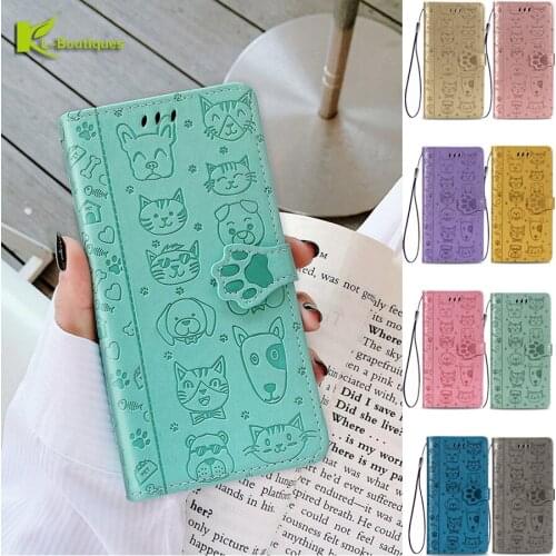 OPPO Realme C11 Leather Case na For Coque OPPO Realme C11 c11 C 11 RealmeC11 Case Cover Cartoon Cat Dog Flip Wallet Phone Case