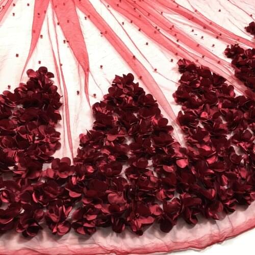 African lace fabric with 3D flower and beads 2020 latest Ivory lace fabric high quality 3d lace fabric for wedding M23621