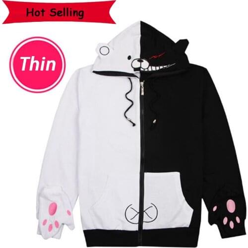 Hot Selling Dangan Ronpa Monobear Monokuma Danganronpa Cosplay Costume Black with White Cartoon Bear Boys/GirlsJacket Hoodies