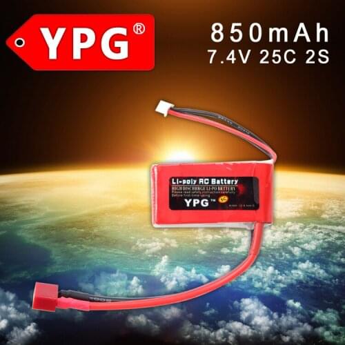 2Pcs YPG 7.4V 850mAh 25C 2S Grade A Lipo Li-poly Battery For RC Boat & Car