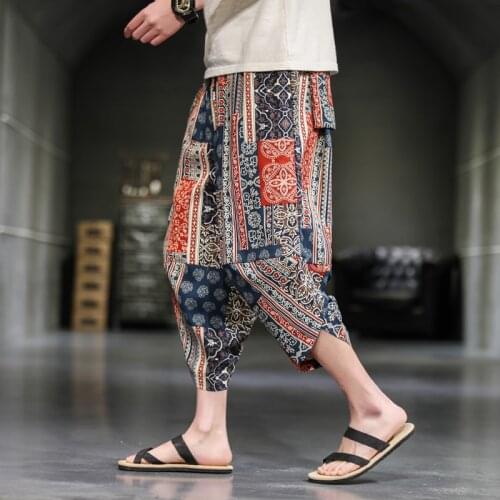 Baggy Men‘s Cotton Linen Harem Pants New 2021 Fashion Printing Men Women Hip Hop Plus Size Casual Loose Wide Leg Pants 5XL