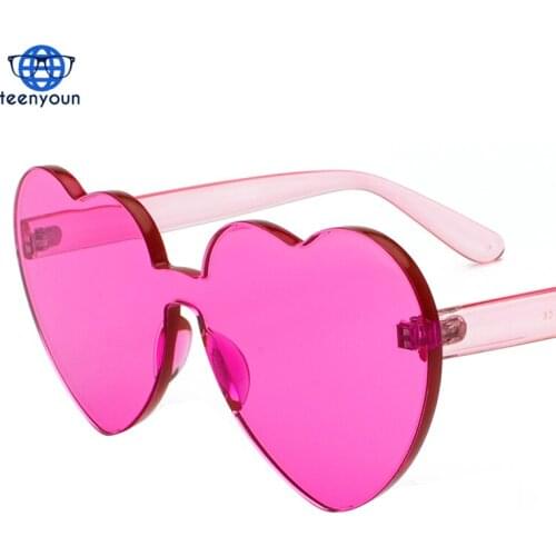 TEENYOUN Fashion Trend Love Sunglasses Heart-shaped Frameless Candy Color Glasses Party Cute Glasses