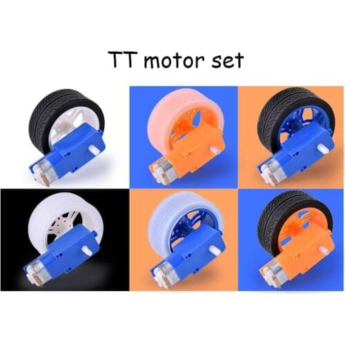 4pcs TT Motor W/ Wheels 2pcs TT motor+2pcs 65mm Wheel Smart Car/DIY Robot Gear Motor 3V-6V 130 Motor For Arduino