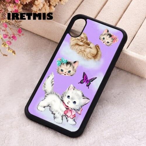 Iretmis 5 5S SE phone cover cases for iphone 6 6S 7 8 Plus X Xs Max XR 11 12 MINI Pro Soft Silicone Cat Kitten Cloud Pattern