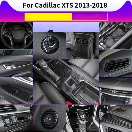 For Cadillac XTS 2013-2018 Carbon Fiber Interior Trim Accessories Center Console Gear Panel Gears Steering Wheel ABS Stickers